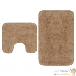 Tapis de salle de bain Marron + Tapis de WC - Toilettes