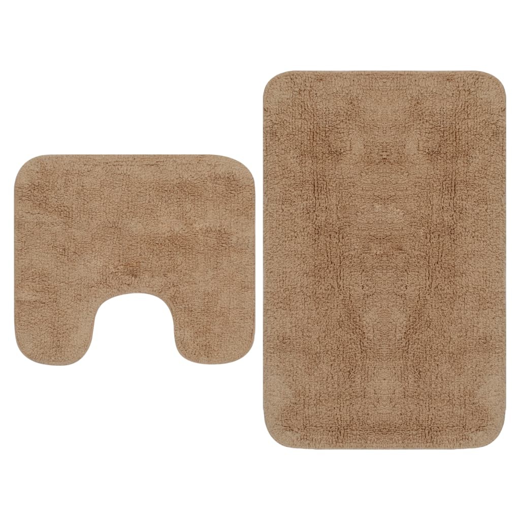 Tapis de salle de bain Marron + Tapis de WC - Toilettes