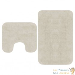 Tapis de salle de bain Blanc + Tapis de WC - Toilettes