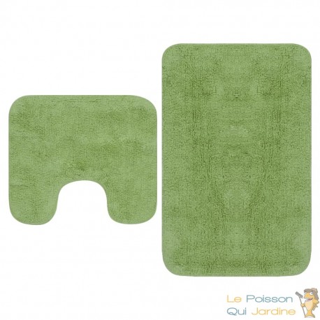 Tapis de salle de bain Vert + Tapis de WC - Toilettes