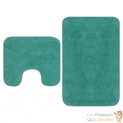 Tapis de salle de bain Turquoise + Tapis de WC - Toilettes