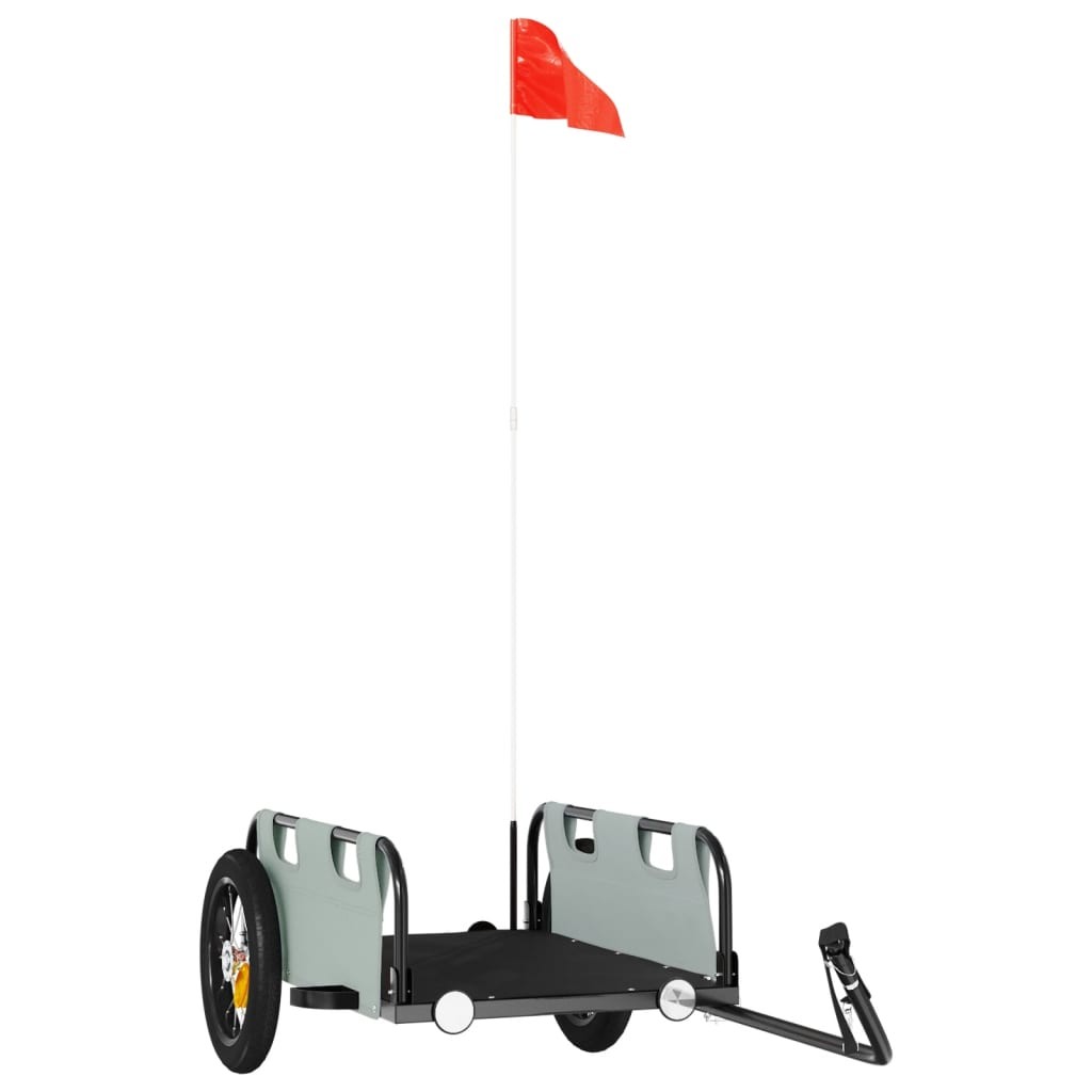 Remorque Vélo 126 cm Grise pour Marchandises à fixer à un vélo.