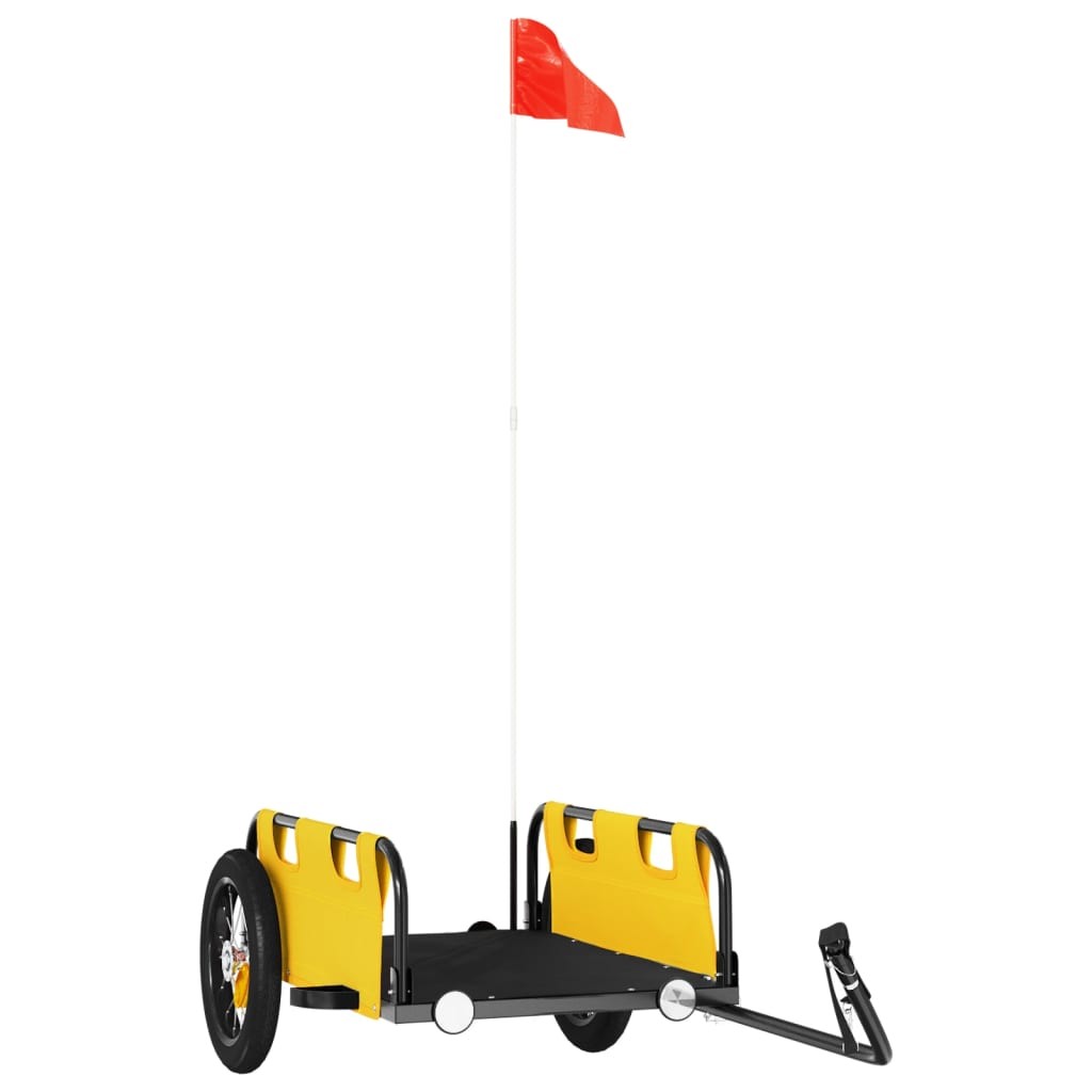 Remorque Vélo 126 cm Jaune pour Marchandises à fixer à un vélo.