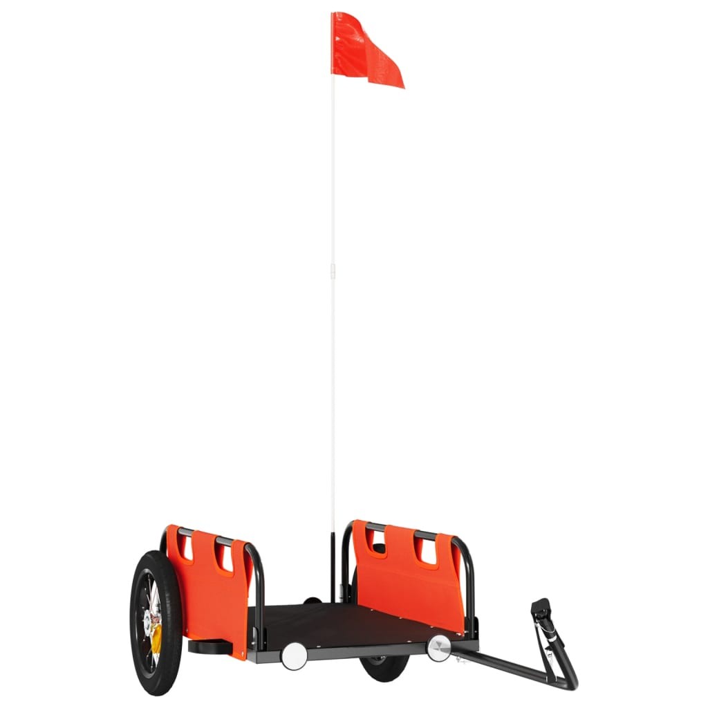 Remorque Vélo 126 cm Orange pour Marchandises à fixer à un vélo.