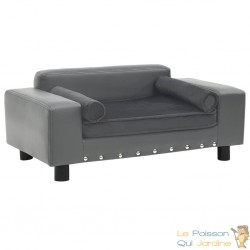 Canapé ou Lit pour chien. Sofa Gris 81 x 43 x 31 cm similicuir et Velours & Confortable