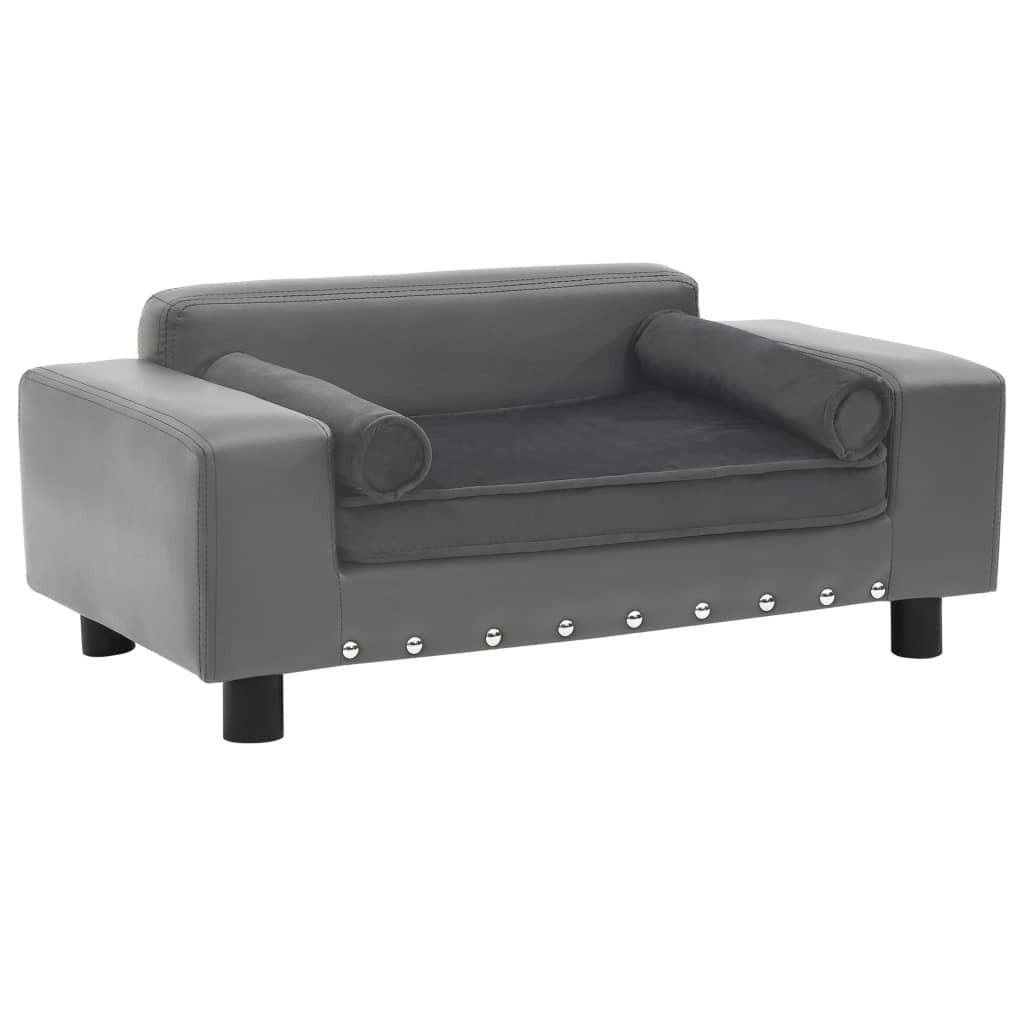 Canapé ou Lit pour chien. Sofa Gris 81 x 43 x 31 cm similicuir et Velours & Confortable