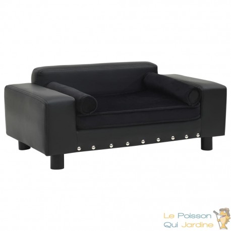 Canapé ou Lit pour chien. Sofa Noir 81 x 43 x 31 cm similicuir et Velours & Confortable