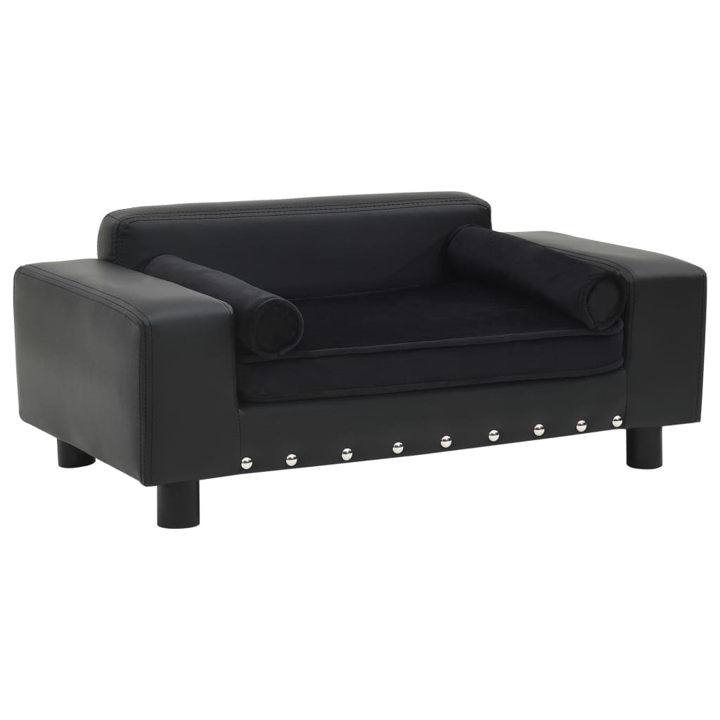 Canapé ou Lit pour chien. Sofa Noir 81 x 43 x 31 cm similicuir et Velours & Confortable