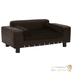 Canapé ou Lit pour chien. Sofa Marron 81 x 43 x 31 cm similicuir et Velours & Confortable