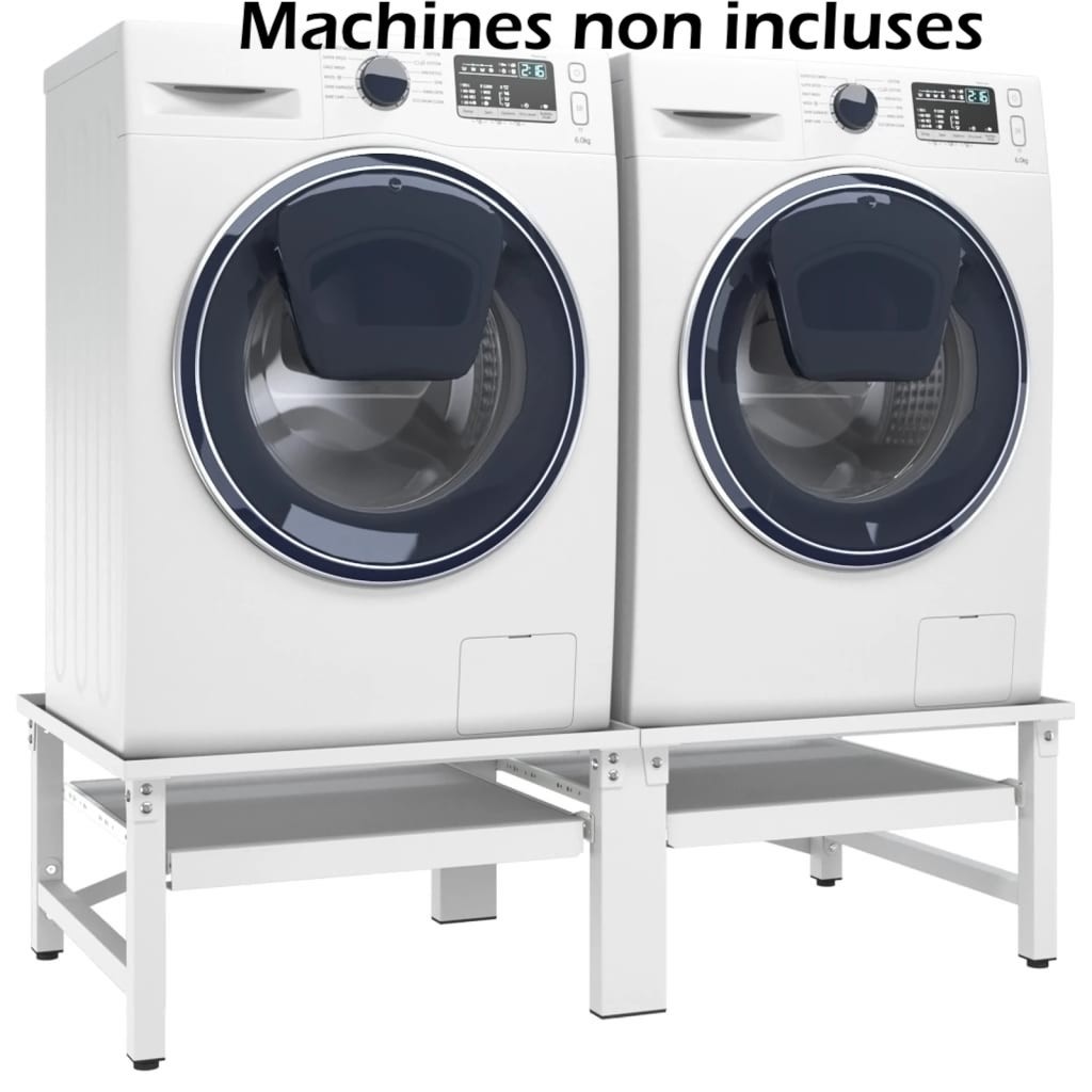 Socle Support Double + Étagères pour Machine à Laver Ou Sechoir à Linge. 200 kg Maximum