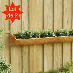 Lot de 2 Jardinières Acier Corten 50 X 16 X 10 cm. Aspect Rouille, Très tendance. Jardin, Pation, Balcon