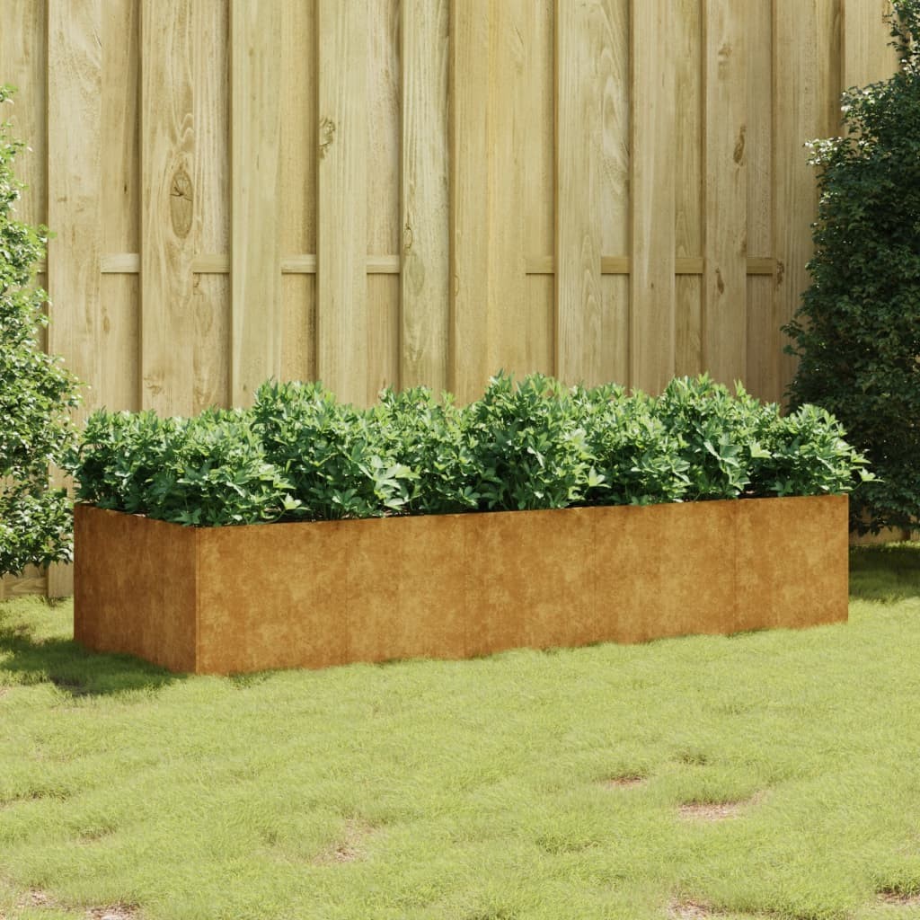 Jardinière Acier Corten 200 X 80 X 40 cm. Aspect Rouille, Très tendance. Jardin, Patio, Balcon