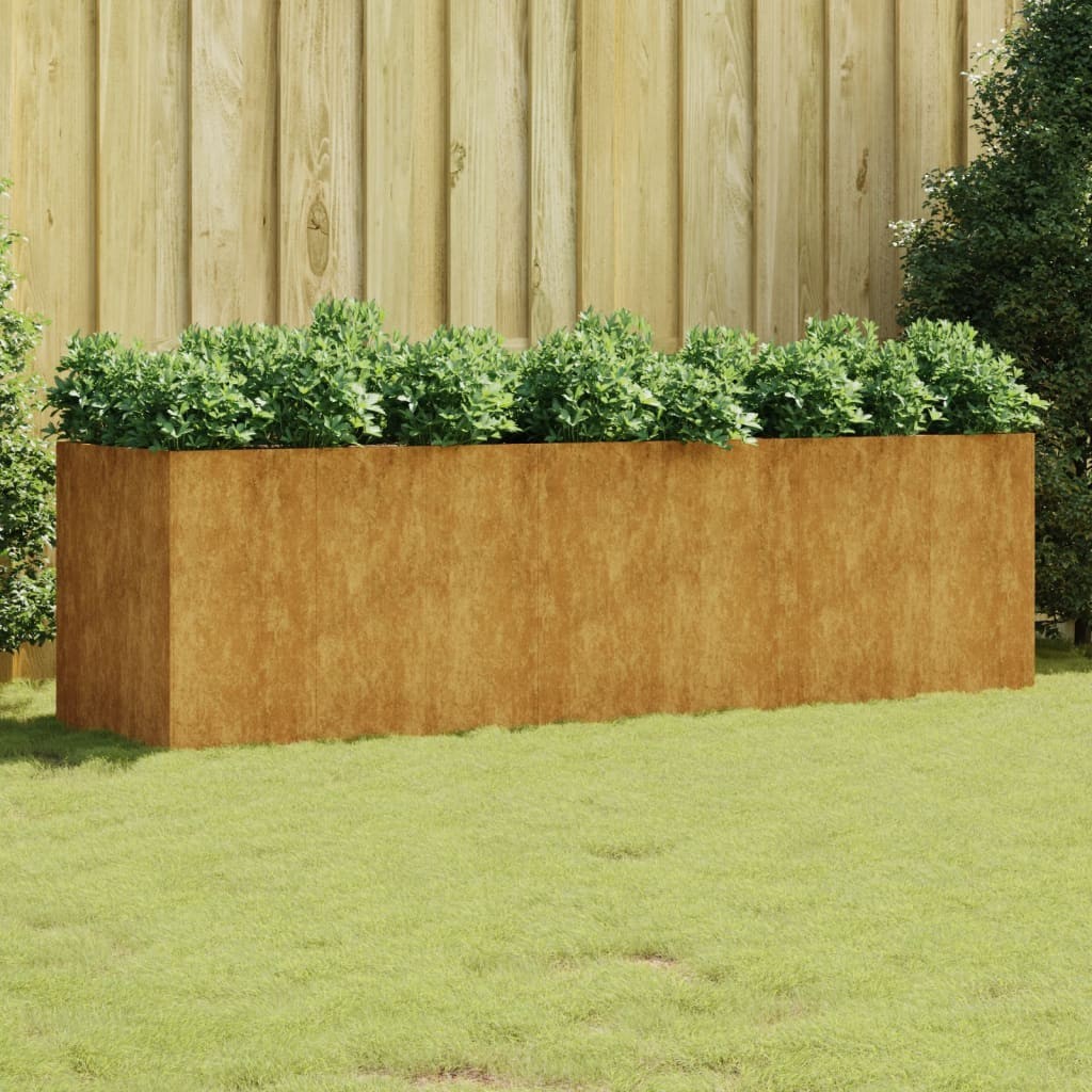 Jardinière Acier Corten 280 X 80 X 80 cm. Aspect Rouille, Très tendance. Jardin, Patio, Balcon