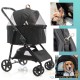 Poussette pour Chiens ou chats : Noir & 2 en 1. Modèle Classique