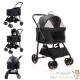 Poussette pour Chiens ou chats : Noir & 2 en 1. Modèle Classique