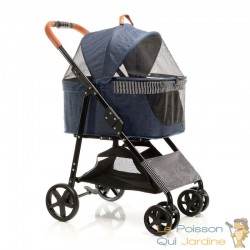 Poussette pour Chiens ou chats : Bleue & 2 en 1. Modèle Classique