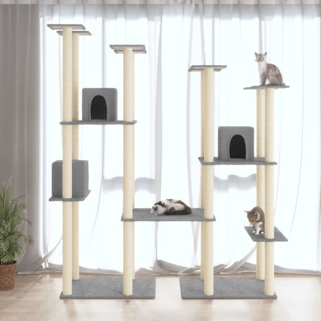 Arbre à Chat Double & Polyvalent Gris : Stimulez le Bien-être de Vos Chats