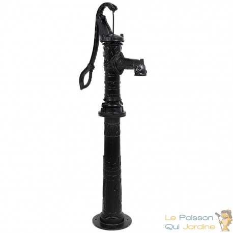 Pompe à eau de jardin Décrorée et sculptée : Noire avec support en fonte