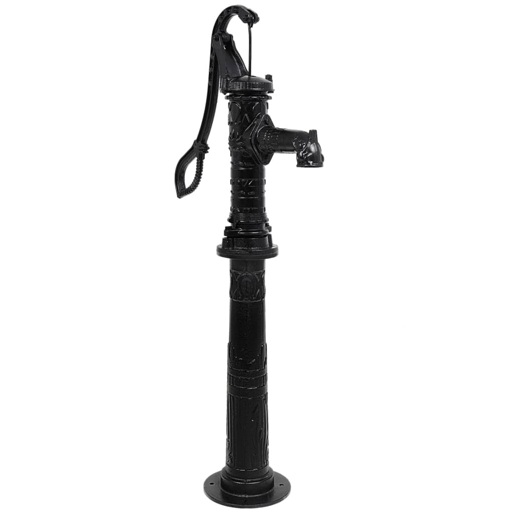 Pompe à eau de jardin Décorée et sculptée : Noire avec support en fonte