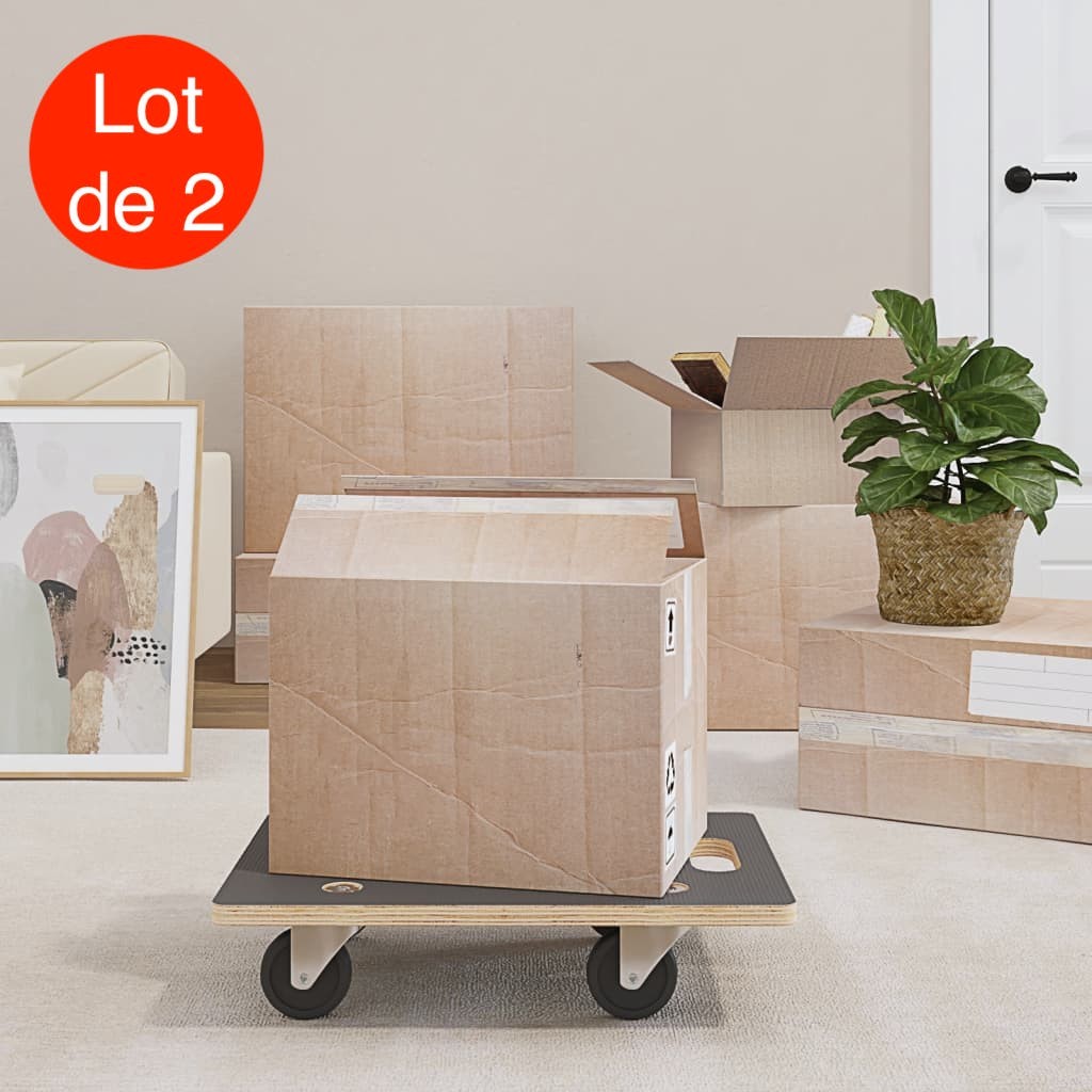 2 Chariots Manutention sur roulettes, 50 cm, Charge Maximale De 250 kg Avec Roulettes