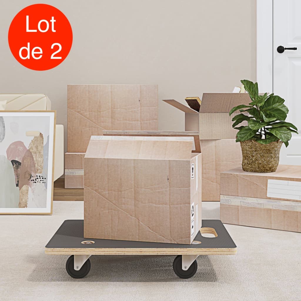 2 Chariots Manutention sur roulettes, 60 cm Charge Maximale De 250 kg Avec Roulettes