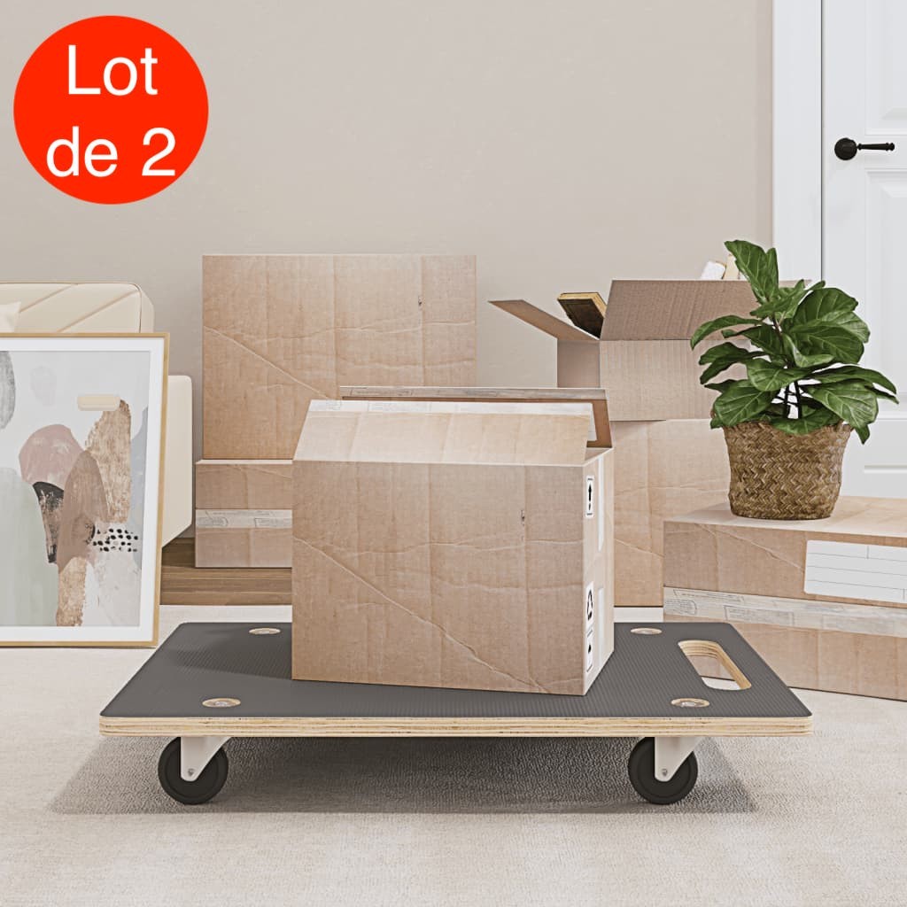 2 Chariots de Manutention sur roulettes, 80 cm Charge Maximale De 250 kg Avec Roulettes