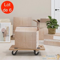 6 Chariots Manutention sur roulettes, Longueur 57,5 cm Charge Bois clair De 250 kg Avec Roulettes