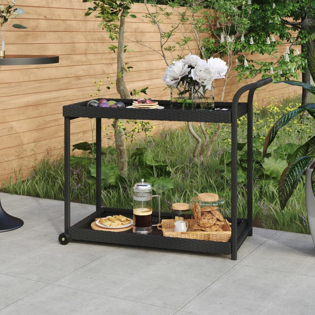 Chariot de Service Extérieur : Noir, 100 cm Savourez vos Repas en Plein Air