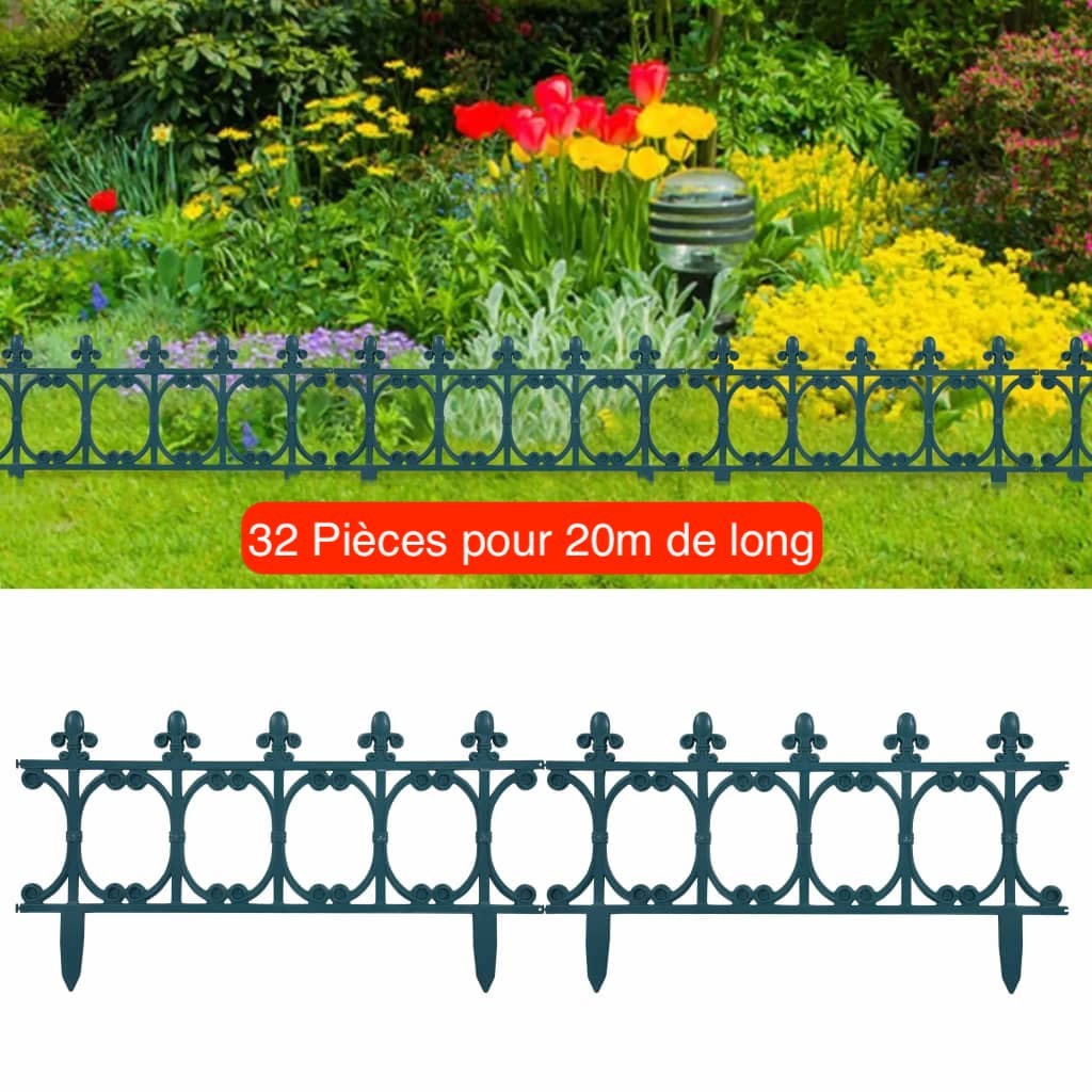 20 m De Bordure de jardin. Verte en Polypropylène. Style ancien et rustique