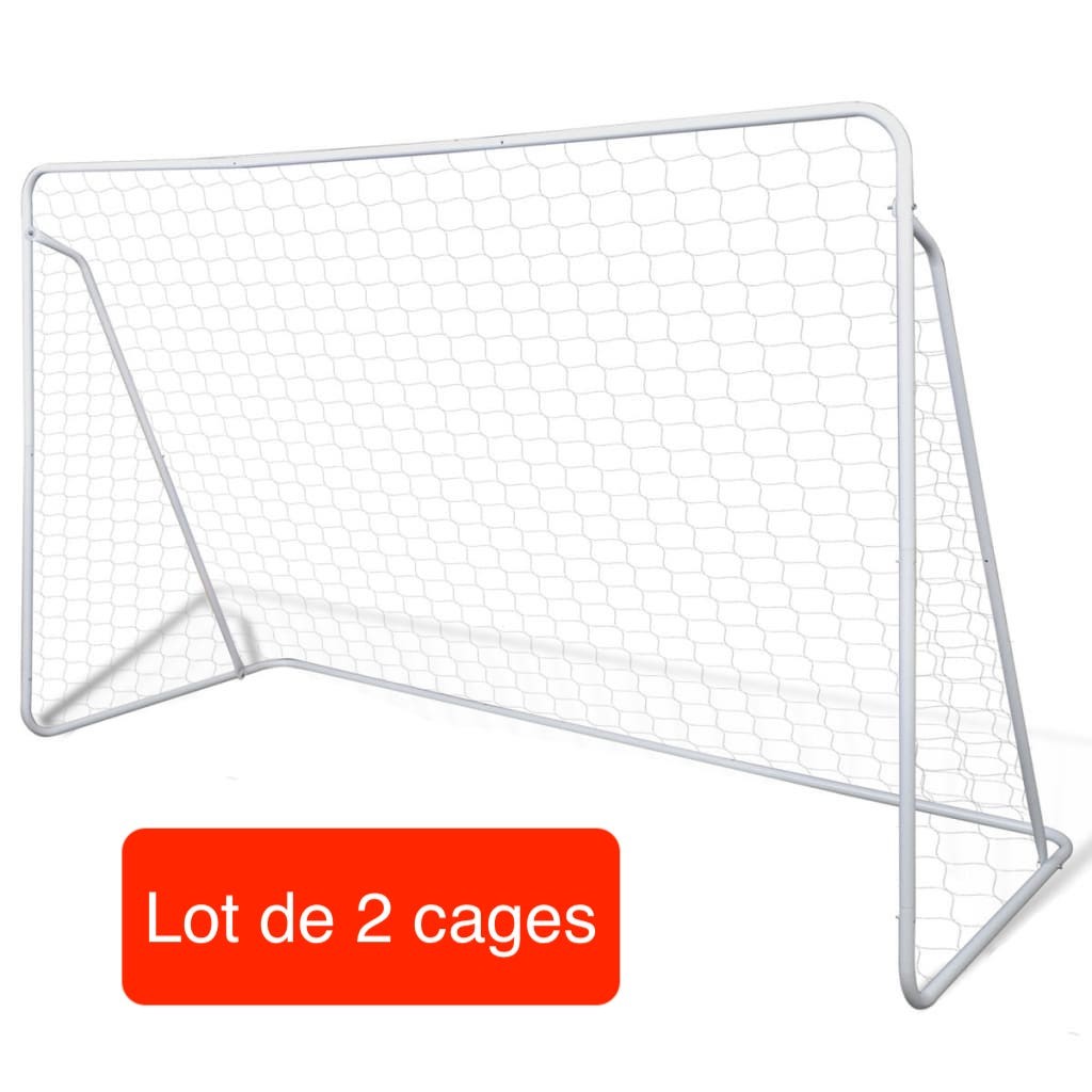 Lot de 2 Cages de but de football 240 x 90 x 150 cm. A fixer avec les crochets fournis