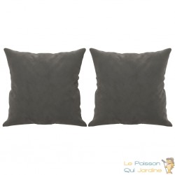 2 Coussins décoratifs Gris Anthracite 40 x 40 cm En Velours. Idéal Salon, Sofa et Canapé