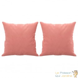 2 Coussins décoratifs Rose 40 x 40 cm En Velours. Idéal Salon, Sofa et Canapé