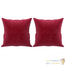 2 Coussins décoratifs Rouge 40 x 40 cm En Velours. Idéal Salon, Sofa et Canapé