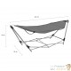 Hamac Gris 241 cm. Avec support. Pour de longues siestes au jardin ou dans la véranda