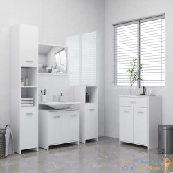 Meubles de salle de bain Blancs : Armoire, meuble-lavabo, armoi haute et basse