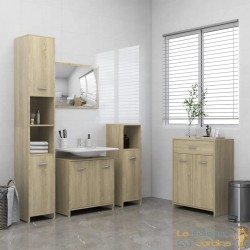 Meubles de salle de bain Couleur Chêne : Armoire, meuble-lavabo, armoi haute et basse