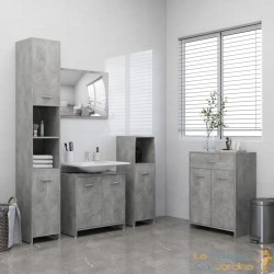 Meubles de salle de bain Couleur Gris Béton : Armoire, meuble-lavabo, armoi haute et basse