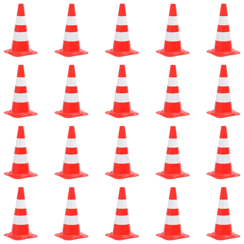 20 Cônes de signalisation 50 cm de hauteur réfléchissants Rouge et blanc
