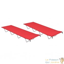 2 Lits de Camp Rouge 180 cm de long. Ideal camping, caravaning, vanlife, expédition