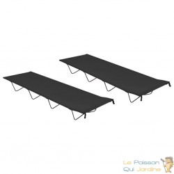 2 Lits de Camp Noirs 180 cm de long. Ideal camping, caravaning, vanlife, expédition