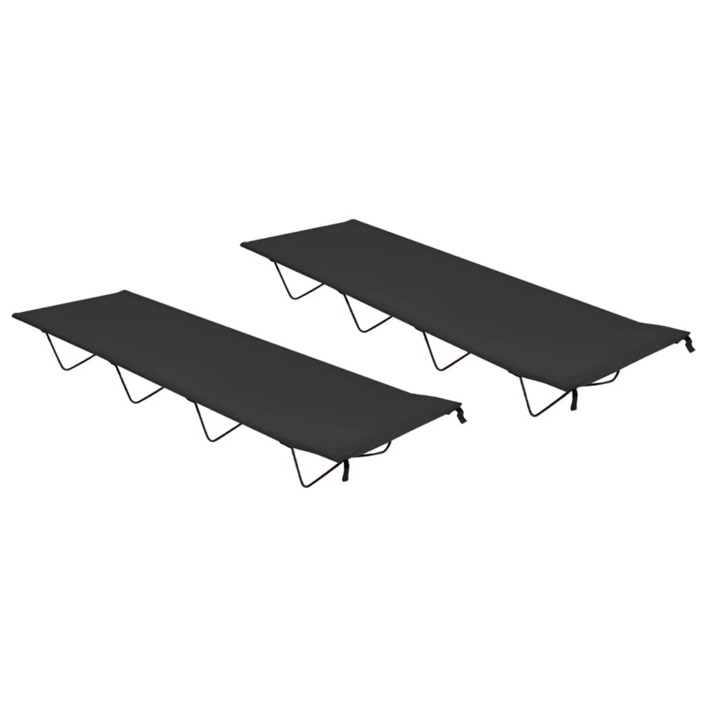 2 Lits de Camp Noirs 180 cm de long. Ideal camping, caravaning, vanlife, expédition