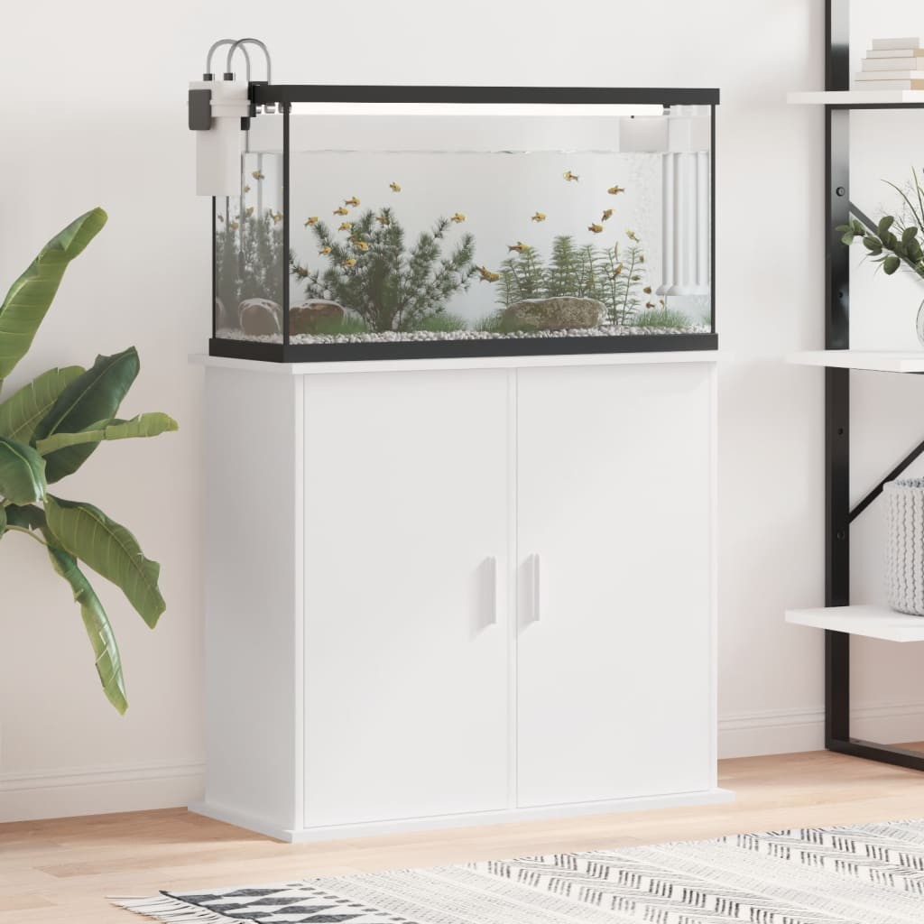 Meuble Blanc Pour aquariums de 80 X 30 cm. 2 Portes Support solide et stable pour aquariums