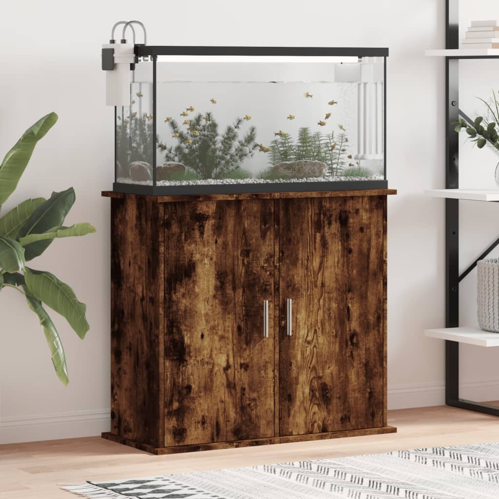 Meuble Aquarium Marron Foncé Pour 80 X 30 cm. 2 Portes Support solide et stable pour aquariums