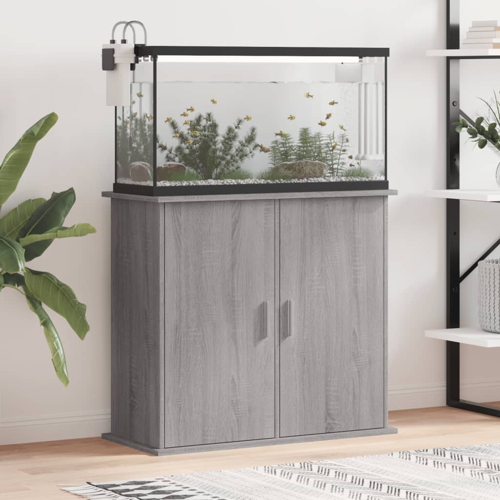 Meuble Aquarium Gris Pour 80 X 30 cm. 2 Portes Support solide et stable pour aquariums
