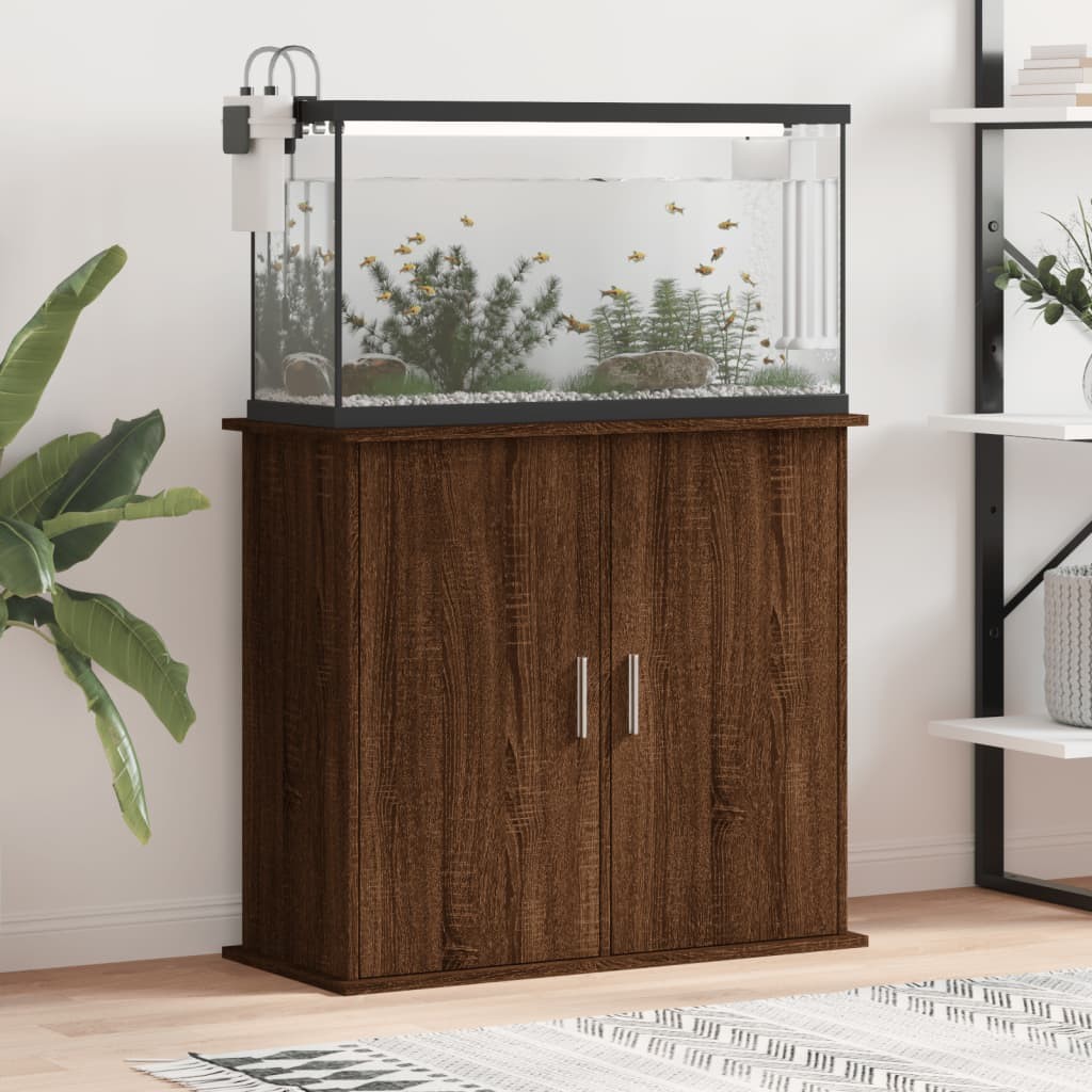 Meuble Aquarium Marron Pour 80 X 30 cm. 2 Portes Support solide et stable pour aquariums