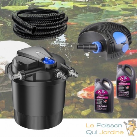 Kit Filtre Pression UV 36W, Pompe, Tuyau, bactéries de démarrage incluses Pour Bassins De 40000 L sans poissons et 20000 l avec 