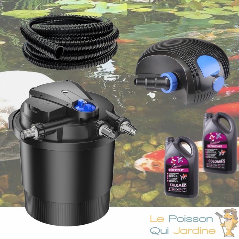 Kit Filtre Pression Bassin UV 36W, Bactéries, Pompe, Tuyau 40000 L.  Filtration complète bassin de jardin - Le Poisson Qui Jardine