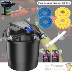 Filtre bassin de jardin sous pression UV 36W max 40000 litres. Avec ampopule UV, bactéries et mousses de filtration supplémentai