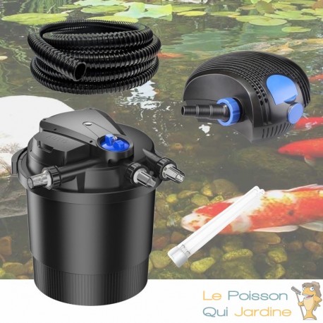 Kit Filtre Pression UV 36W, Pompe, Tuyau, ampoule UV de rechange Pour Bassins De 40000 L sans poissons et 20000 l avec 