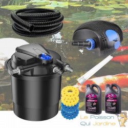 Kit Filtre Pression UV 36W, Pompe, Tuyau, ampoue uv et bactéries4 mousse de rechange Pour Bassins De 40000 L sans poissons et 20